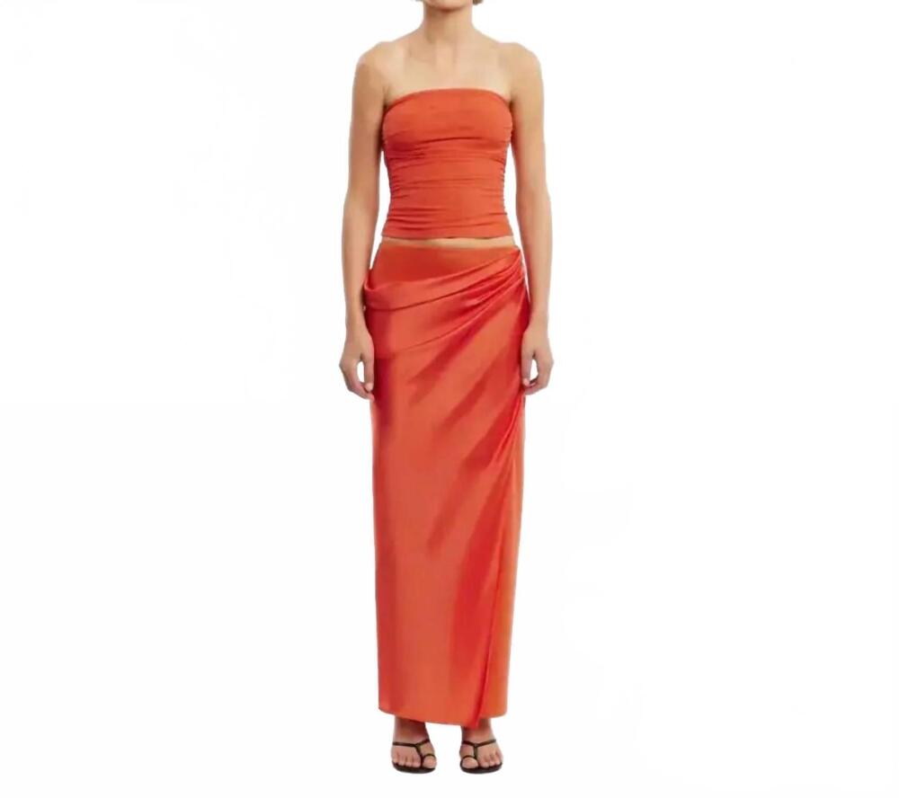NEW SIGNIFICANT OTHER brianna persimmon satin maxi skirt in orange
